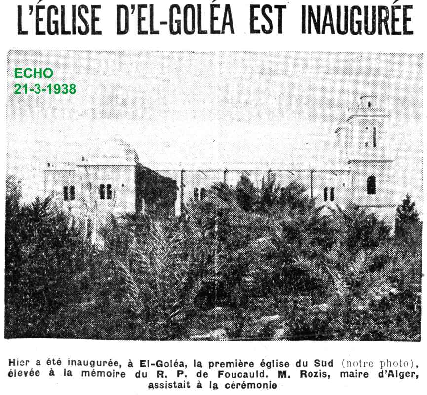 Hier a �t� inaugur�e, � El-Gol�a, la premi�re �glise du Sud (notre photo),